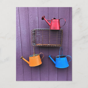 Colourful Watering Cans Postcard