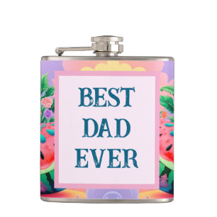 Colourful watermelon with Best Dad Ever Hip Flask