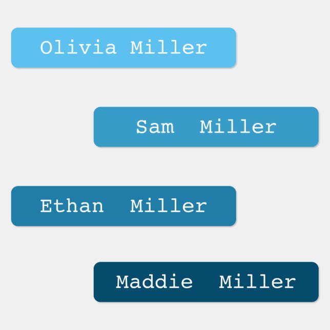 Colourful waterproof name labels for school daycar (Group)