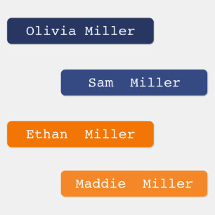 Colourful waterproof name labels for school daycar