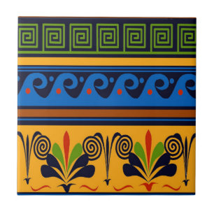 Colourful Wave and Flowers Tile