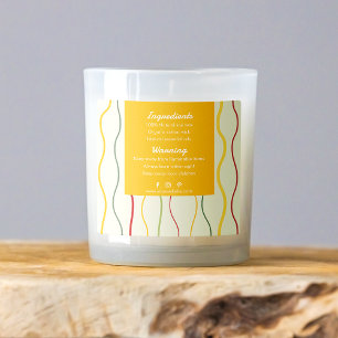 Colourful Wave Lines Abstract Candle Label (Back)