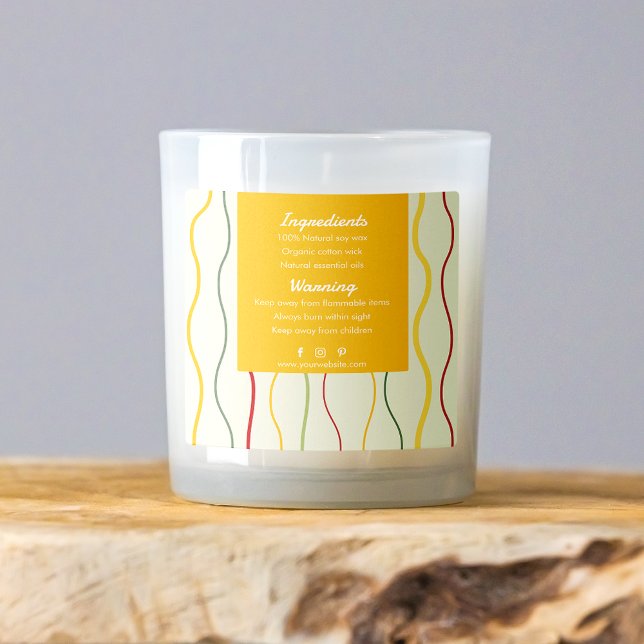 Colourful Wave Lines Abstract Candle Label (Back) (Creator Uploaded)