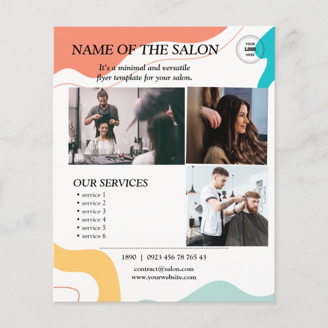 Colourful Wave Modern Salon Flyer (Front)