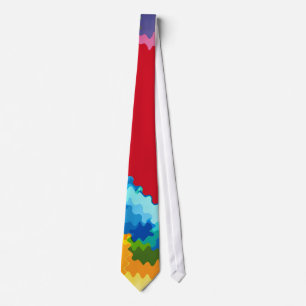 Colourful Wave Retro Painting Abstract Art 2 Tie