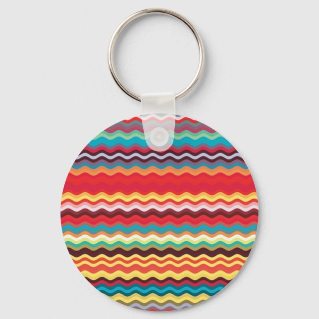 Colourful Wave Zig Zag Pattern Key Ring (Front)