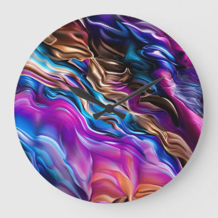 Colourful Waves Abstract Art Clock