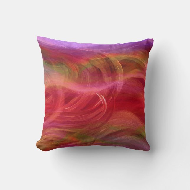 Colourful Waves Abstract Art Throw Pillow (Front)