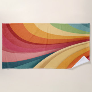 Colourful waves and shapes in design beach towel