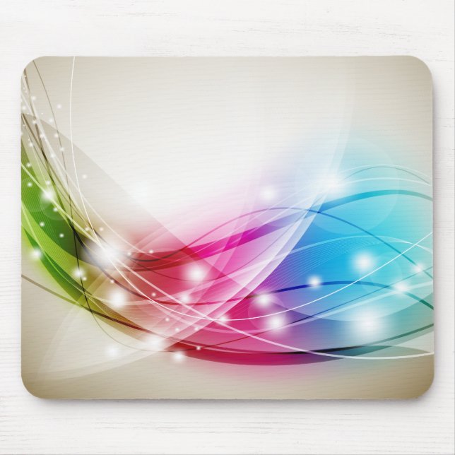 Colourful Waves Beige Background Mousepad (Front)