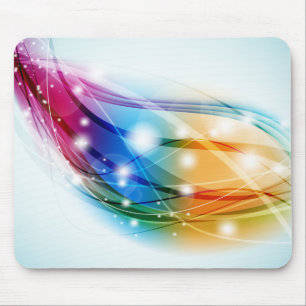 Colourful Waves Blue Background Mousepad
