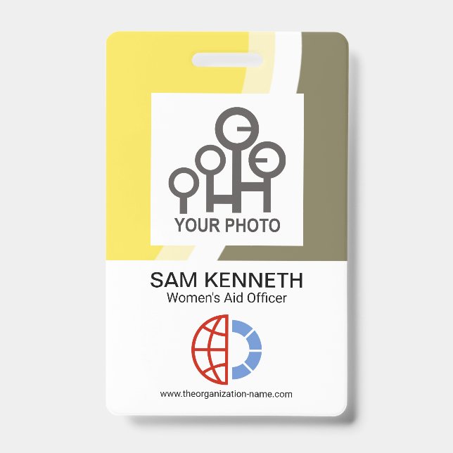 Colourful Waves Company Employee Photo Template ID Badge (Front)