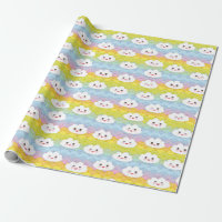 Colourful Waves Emoji Kawaii Clouds Pattern