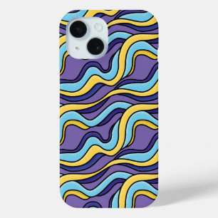 Colourful Waves Funky Retro Modern Pattern iPhone 15 Case