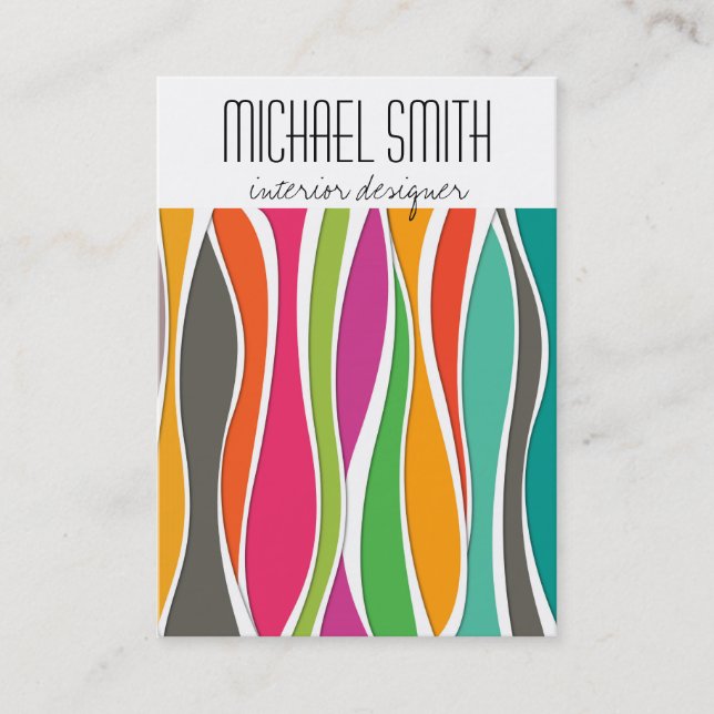 Colourful waves Interior Designer Business Card (Front)
