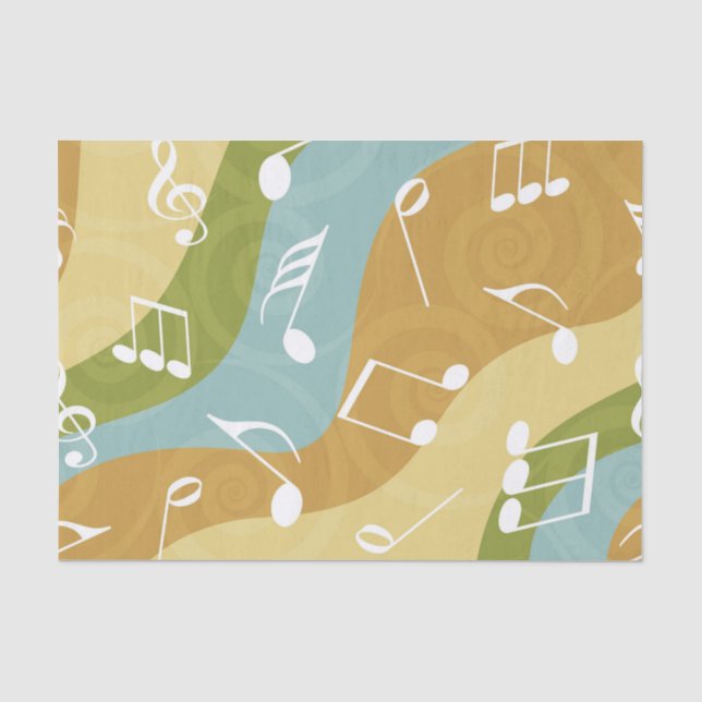 Colourful waves of Music Notes Tissue Paper (Front)