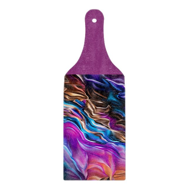 Colourful waves of Purple Blue Gold Cutting Board (Front)