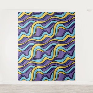Colourful Waves Pattern Funky Retro Modern Abstrac Tapestry