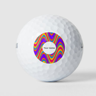 Colourful waves pattern golf balls