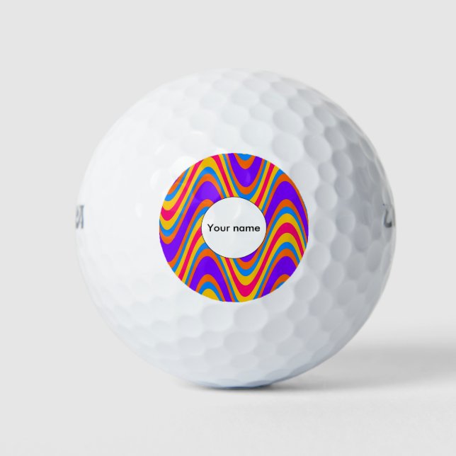 Colourful waves pattern golf balls (Front)