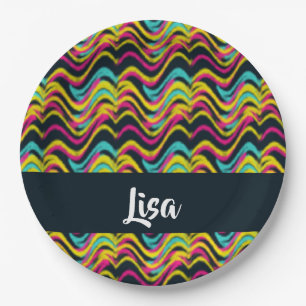 Colourful waves pattern paper plate
