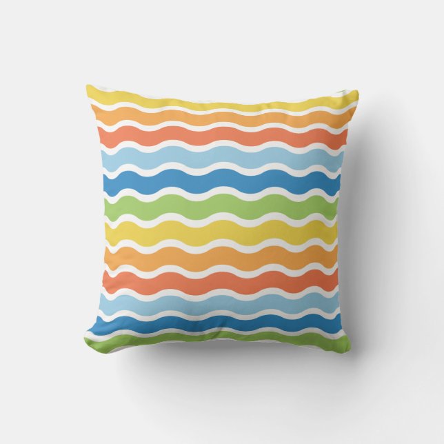 Colourful Waves Pattern Pillow (Front)