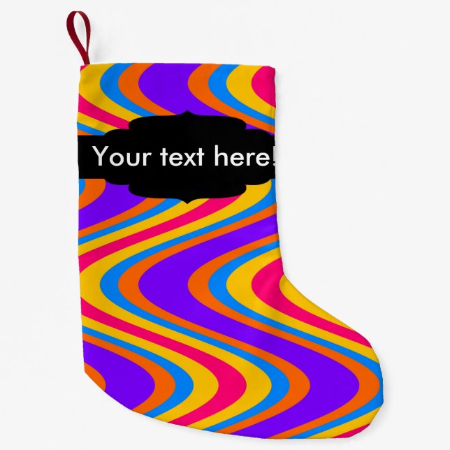 Colourful waves pattern small christmas stocking (Front)