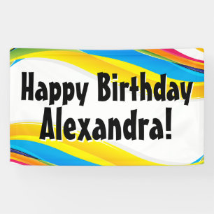 Colourful Waves Personalised Birthday Party Banner