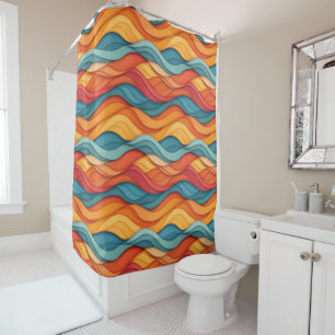Colourful Waves Shower Curtain