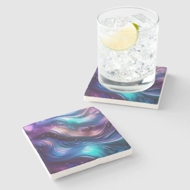 Colourful Waves Stone Coaster (Side)