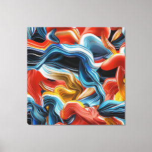 Colourful Waves Streams Blue Orange Wall Art