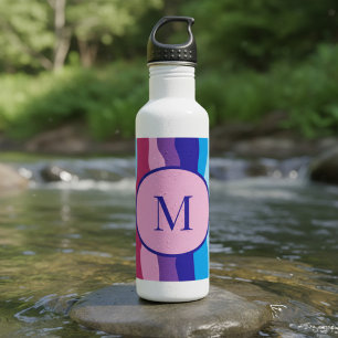 Colourful waves with monogram 710 ml water bottle