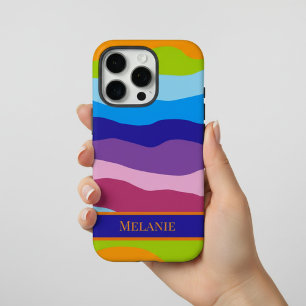 Colourful Waves with Name iPhone 13 Pro Case