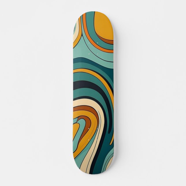 Colourful Wavy Abstract Skateboard Design (Front)