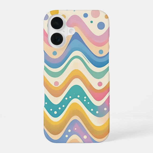 Colourful Wavy Chevron Zigzag iPhone 16 Case (Back)