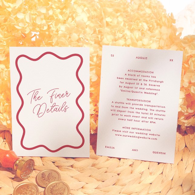 Colourful Wavy Frame Retro Funky Wedding Details Enclosure Card (Creator Uploaded)