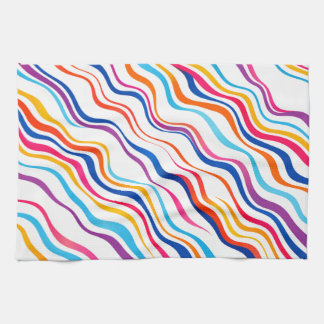 Colourful Wavy Lines Pattern – Modern Abstract Sea Tea Towel