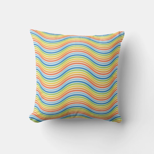 Colourful Wavy Lines Pillow (Front)