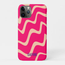 Colourful Wavy retro magenta yellow pattern
