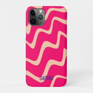 Colourful Wavy retro magenta yellow pattern Case-Mate iPhone Case