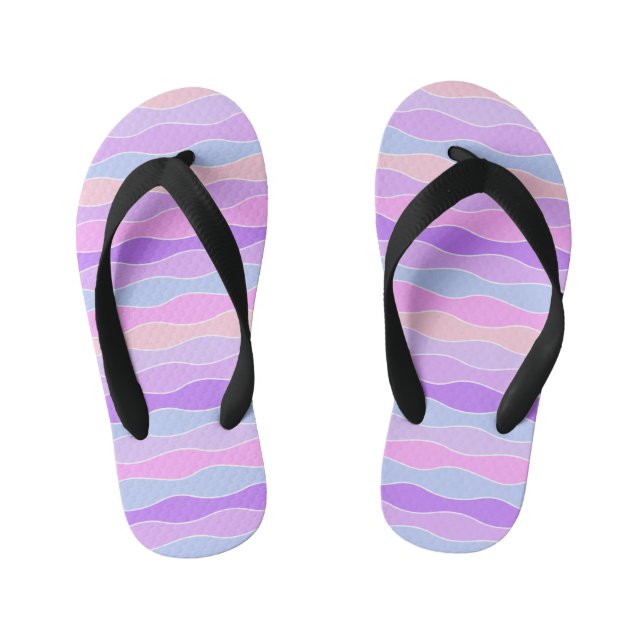 Colourful Wavy Stripes Kid's Jandals (Footbed)