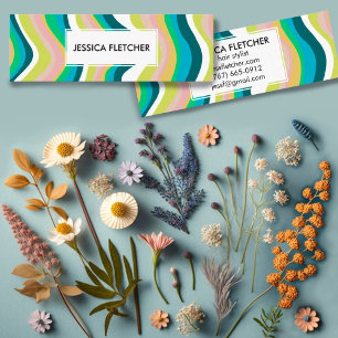 Colourful Wavy Stripes Minimalist Cool Mini Business Card