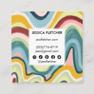 Colourful Wavy Stripes Minimalist Cool Square Icon Business Card