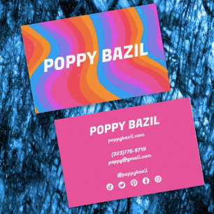 Colourful Wavy Stripes Minimalist Rainbow Bold Pin Business Card
