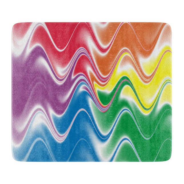 Colourful Wavy Swirl Pattern Cutting Board (Front)