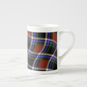 Colourful Wavy Tartan Pattern Green Red Purple Whi Bone China Mug