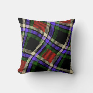 Colourful Wavy Tartan Pattern Green Red Purple Whi Cushion