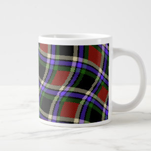Colourful Wavy Tartan Pattern Green Red Purple Whi Large Coffee Mug