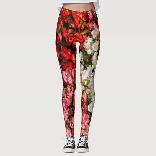 Colourful Wax Begonias Leggings (Front)