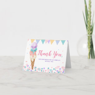 Colourful We Scream Four Ice Cream Fourth Birthday Thank You Card
